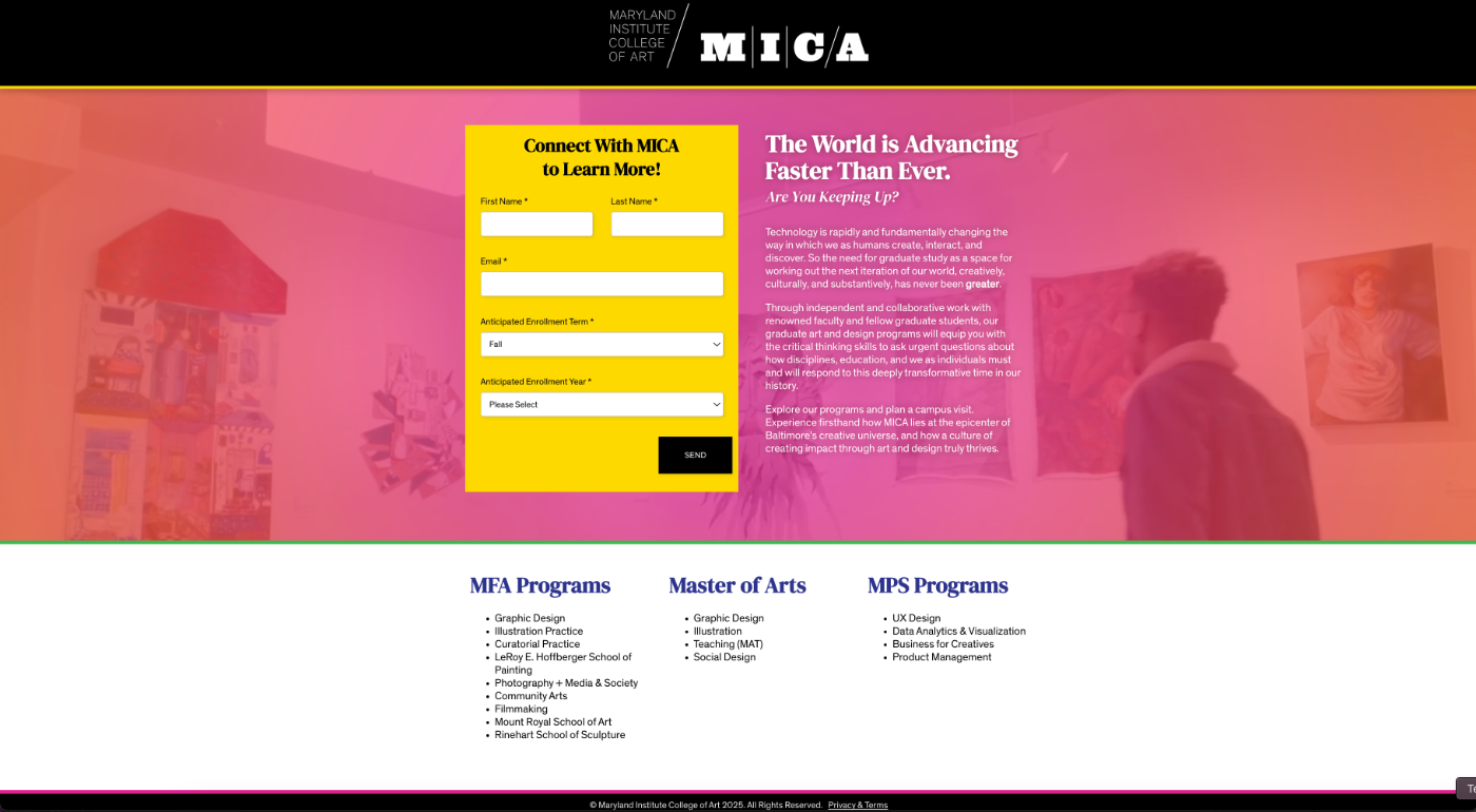 MICA landing page